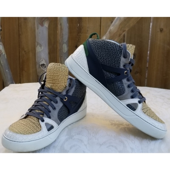 Auth Lanvin Paris high top sneakers tennis shoes - Picture 2 of 16